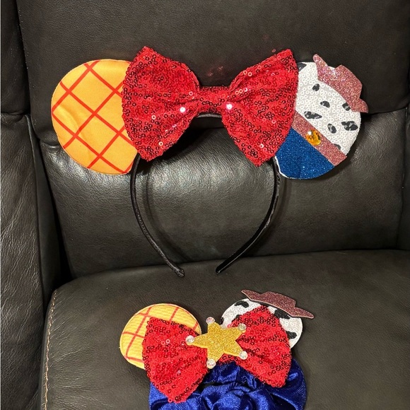 Toy Story inspired Woody Jessie red bow Ears headband and matching scrunchie set main image 7